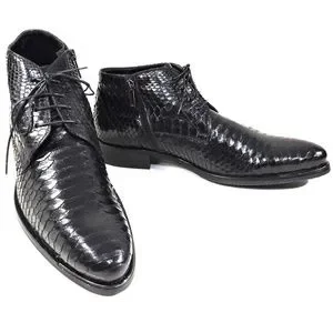 BALDININI ?? MEN\'S BLACK REAL PYTHON LEATHER COMFORT WINTER ANKLE BOOTIE BALDININI ?? MEN main image 3